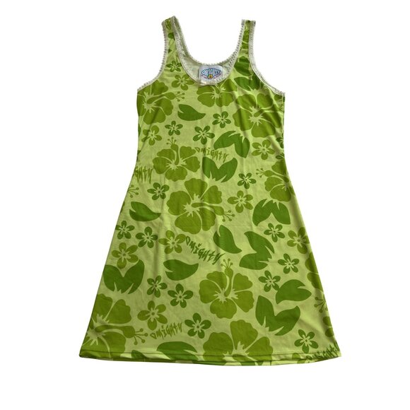 OMIGHTY Hibiscus Tank Dress in Green - Picture 1 of 5